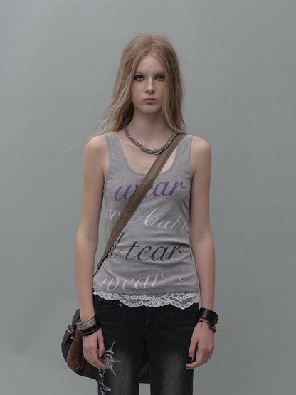 wear_And_tear_Lace_Trimmed_Contrast_Lettering_Ribbed_Tank_MISSTT