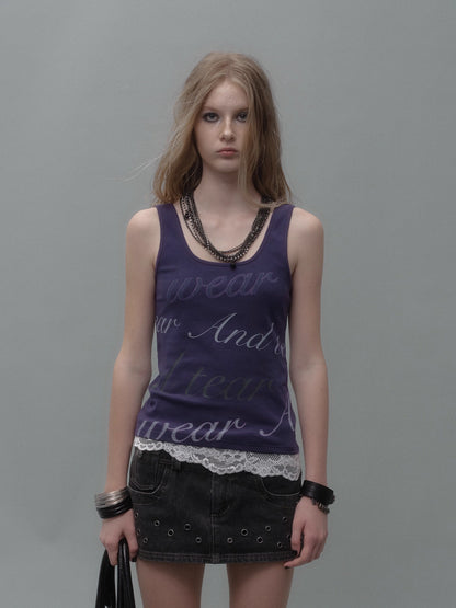 wear_And_tear_Lace_Trimmed_Contrast_Lettering_Ribbed_Tank_MISSTT