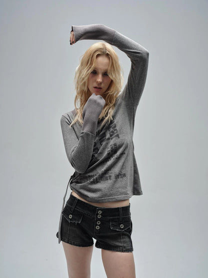 Low Rise Black Washed Ripped Stretch Denim Shorts