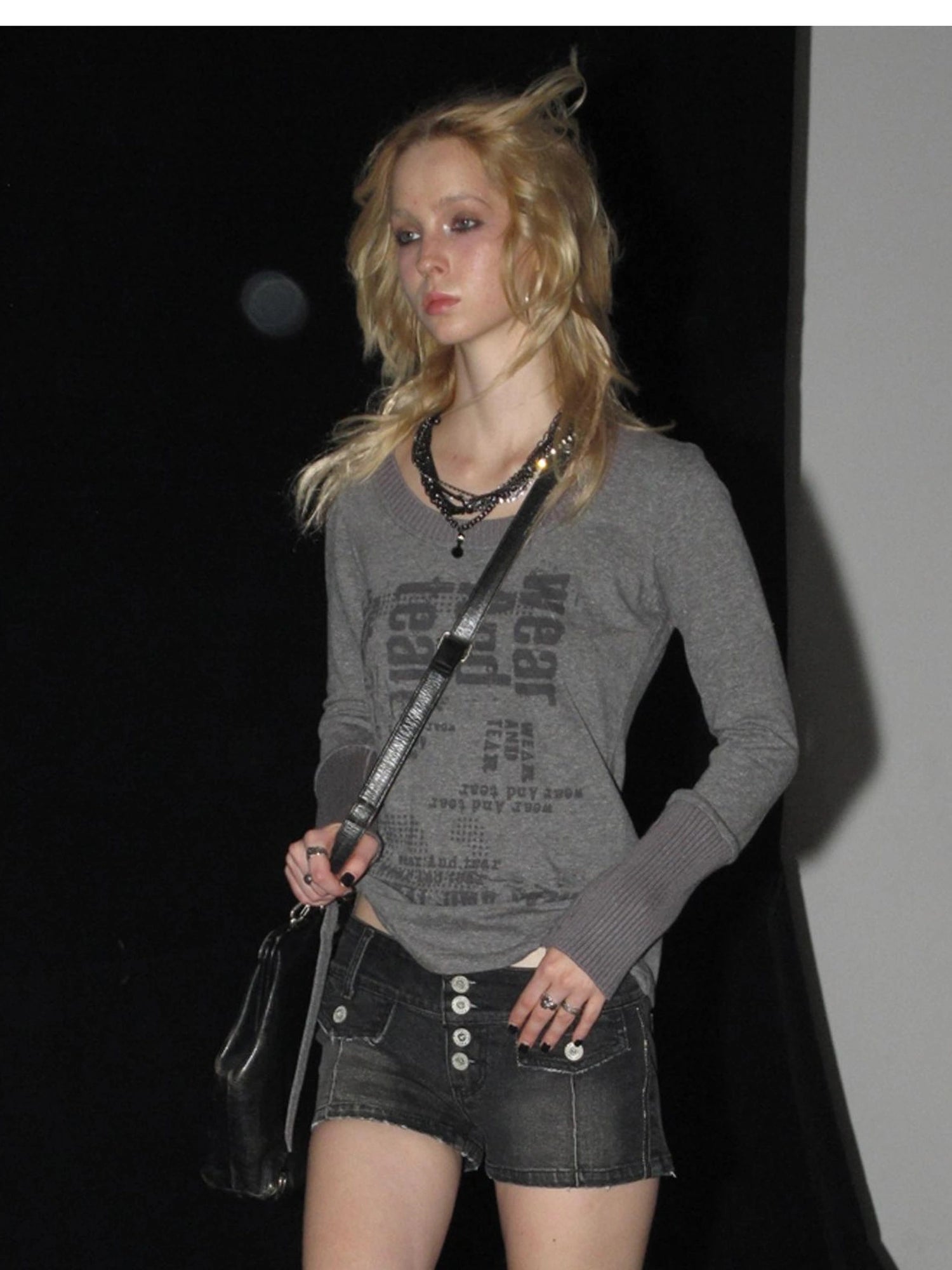 Low Rise Black Washed Ripped Stretch Denim Shorts