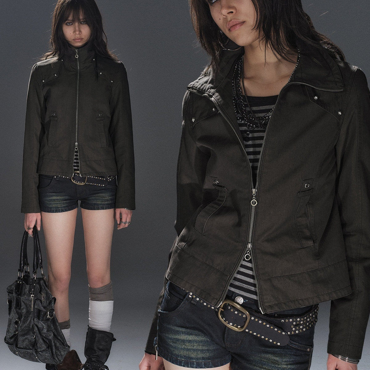 wear_And_tear_Polarized_Studded_Two_Way_Zip_Stand_Collar_Slim_Women&