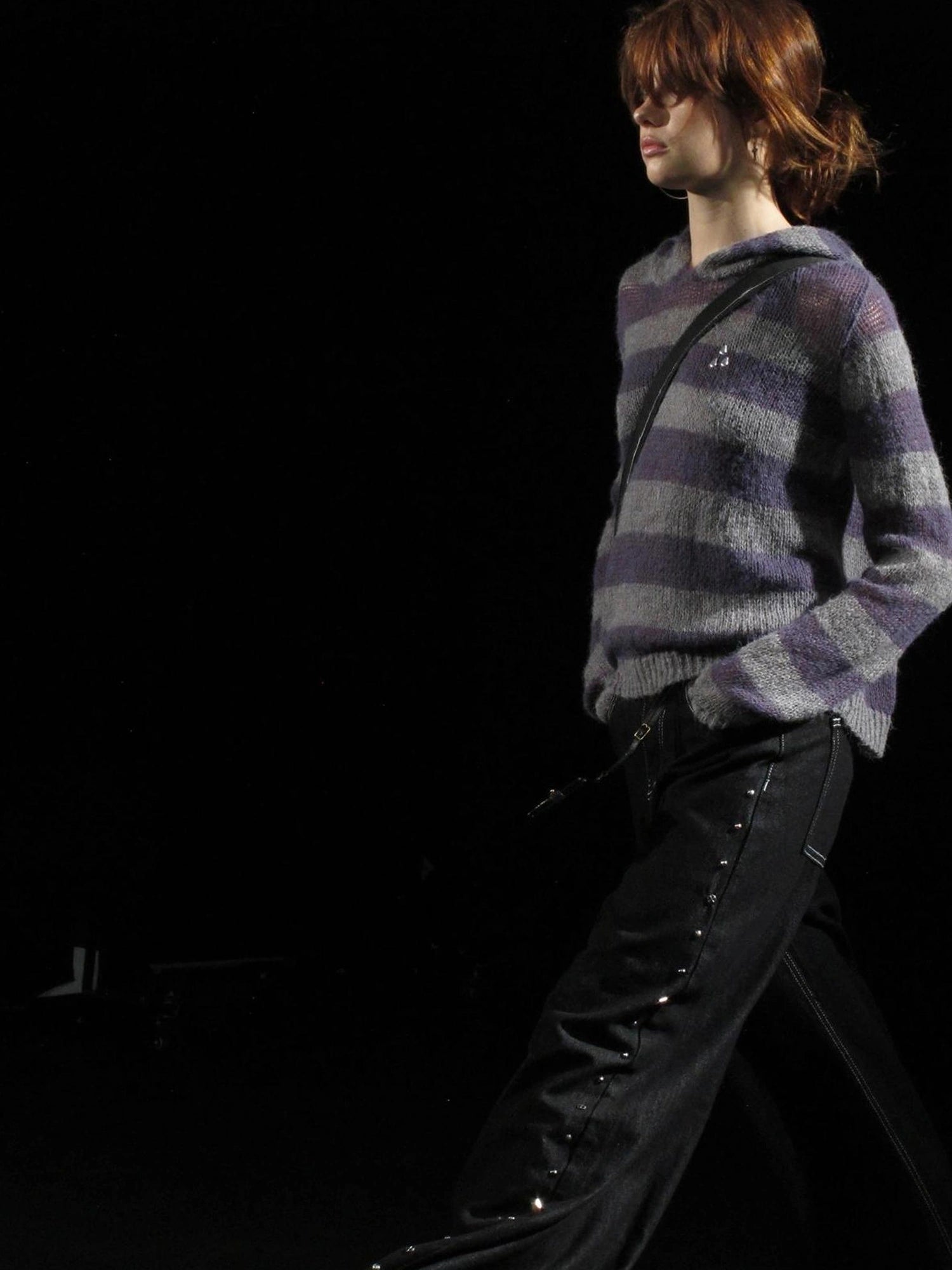 wear And tear Punk Studded Wide Leg Denim Pants