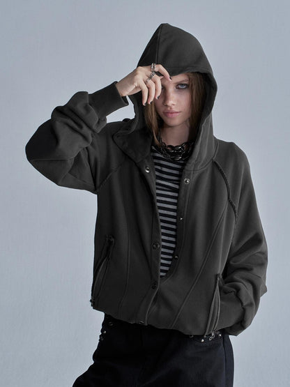 wear And tear Raw Edge Raglan Sleeve Washed Loose Fit Women&