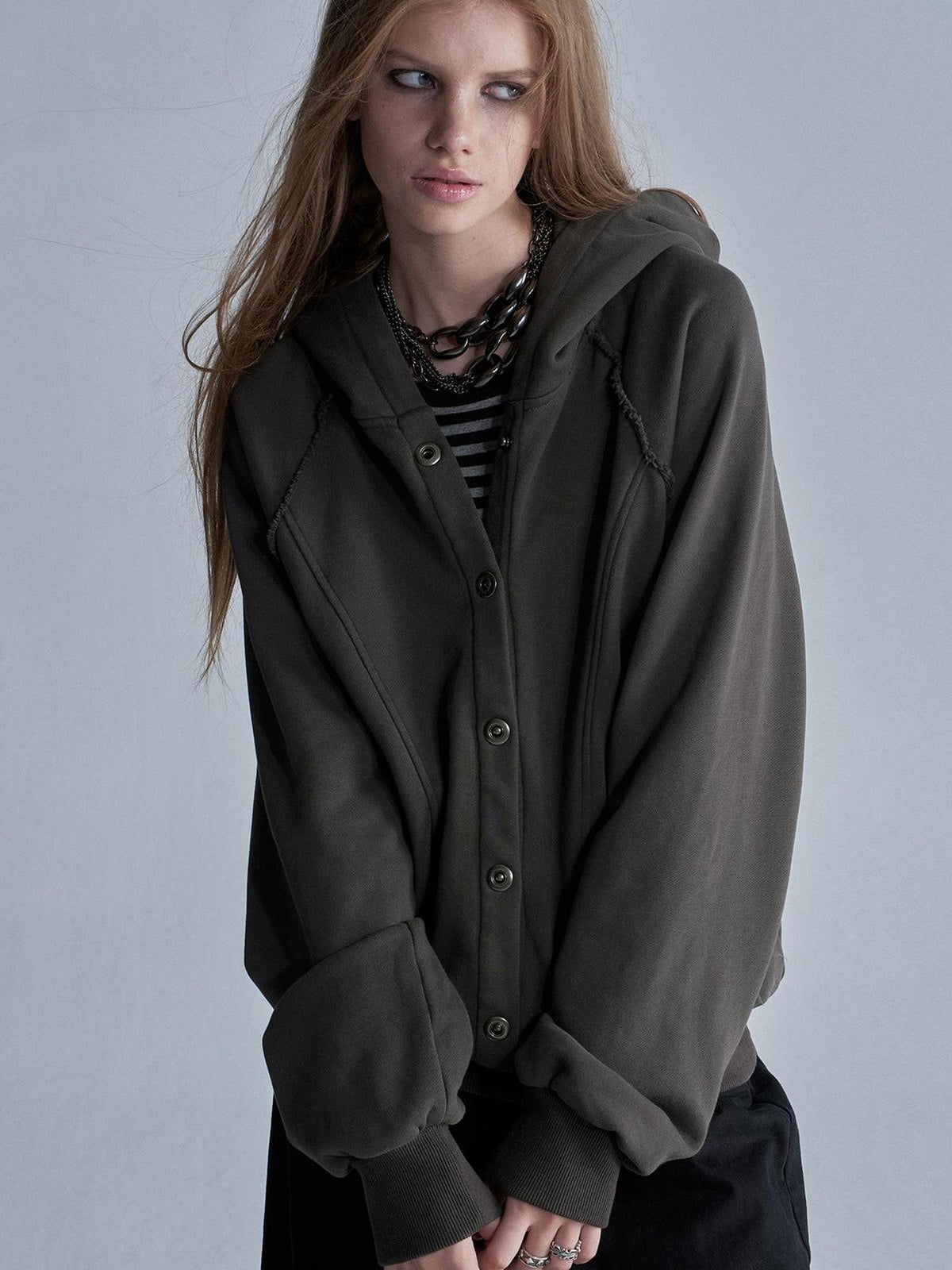 wear And tear Raw Edge Raglan Sleeve Washed Loose Fit Women&