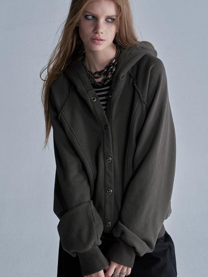 wear And tear Raw Edge Raglan Sleeve Washed Loose Fit Women&