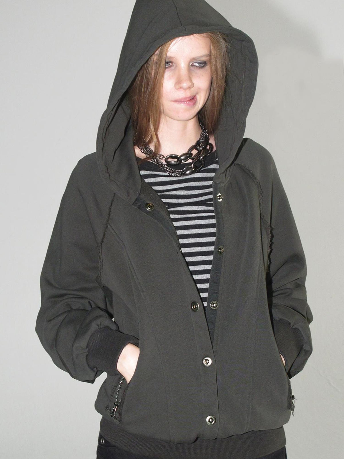 wear And tear Raw Edge Raglan Sleeve Washed Loose Fit Women&
