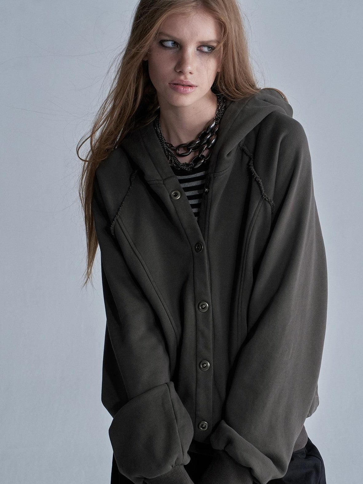 wear And tear Raw Edge Raglan Sleeve Washed Loose Fit Women&