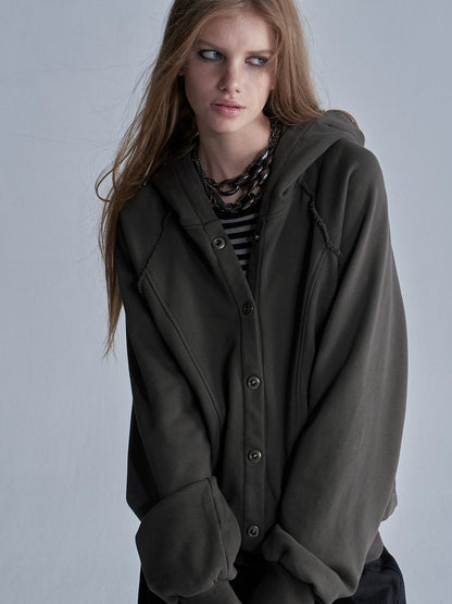 wear And tear Raw Edge Raglan Sleeve Washed Loose Fit Women&