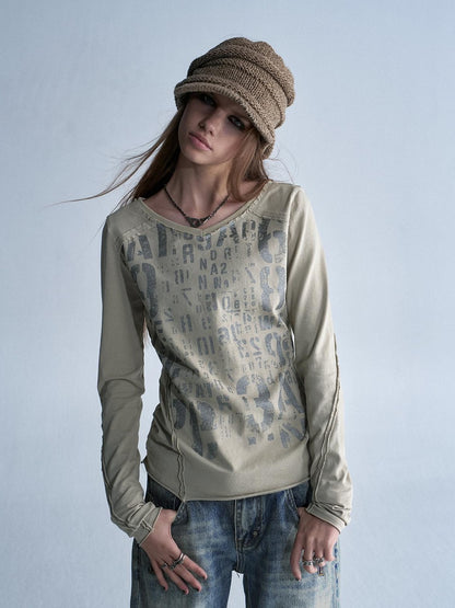 wear And tear Silver Allover Print Asymmetric V-neck Women&