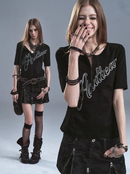 wear_And_tear_Silver_Letter_Print_Half_Zip_Punk_Slim_Women&