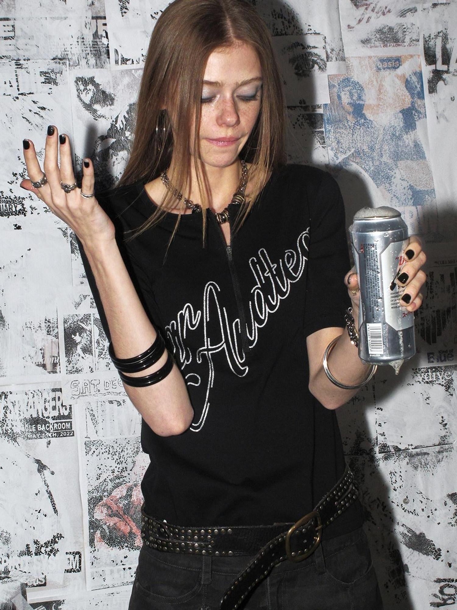 wear And tear Silver Letter Print Half Zip Punk Slim Women&