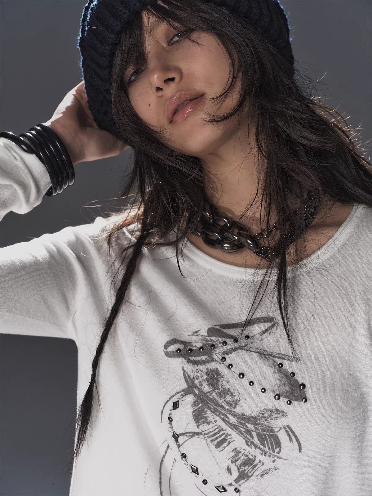 wear_And_tear_Soft_Punk_Studded_Printed_Women_Slim_Long_Sleeve_Cotton_Crew_Neck_T-Shirt_MISSTT