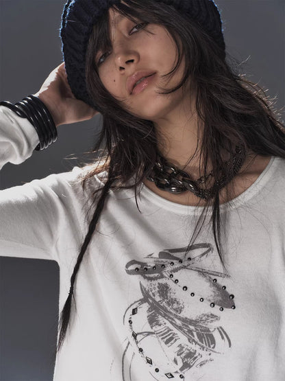 wear_And_tear_Soft_Punk_Studded_Printed_Women_Slim_Long_Sleeve_Cotton_Crew_Neck_T-Shirt_MISSTT