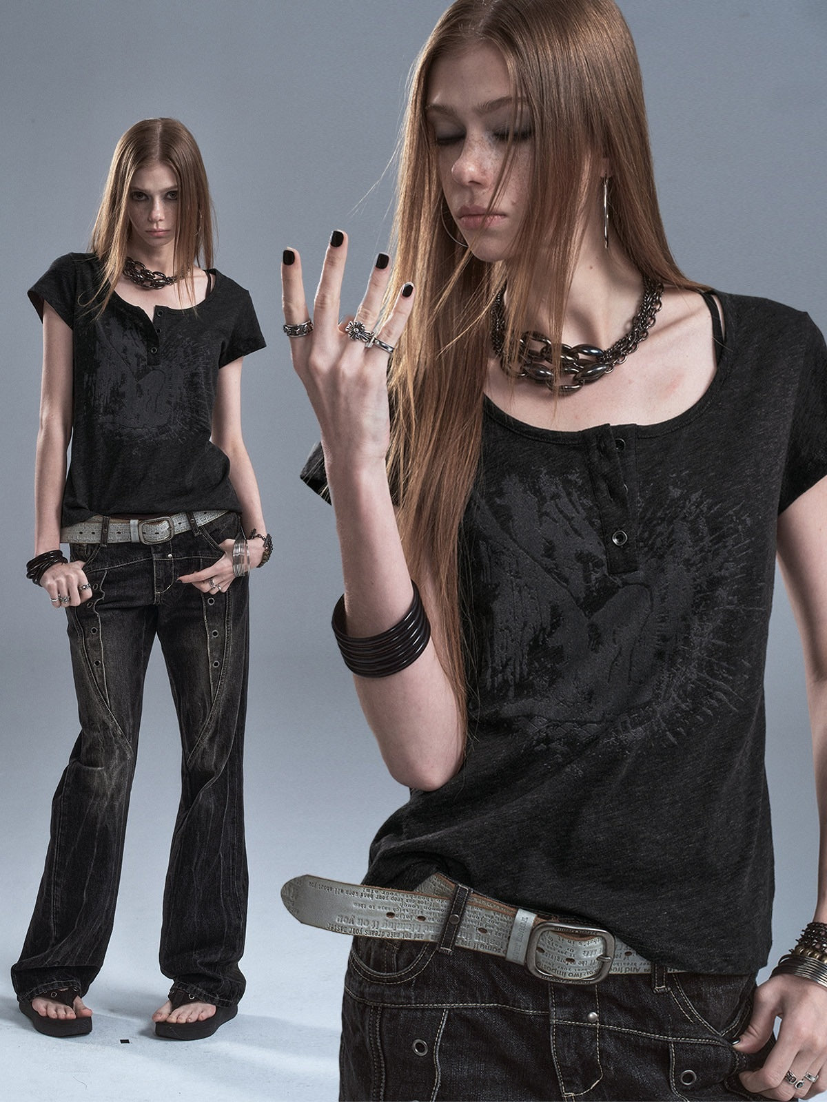 wear_And_tear_Speckled_Gray_Printed_Henley_Placket_Slim_Women&