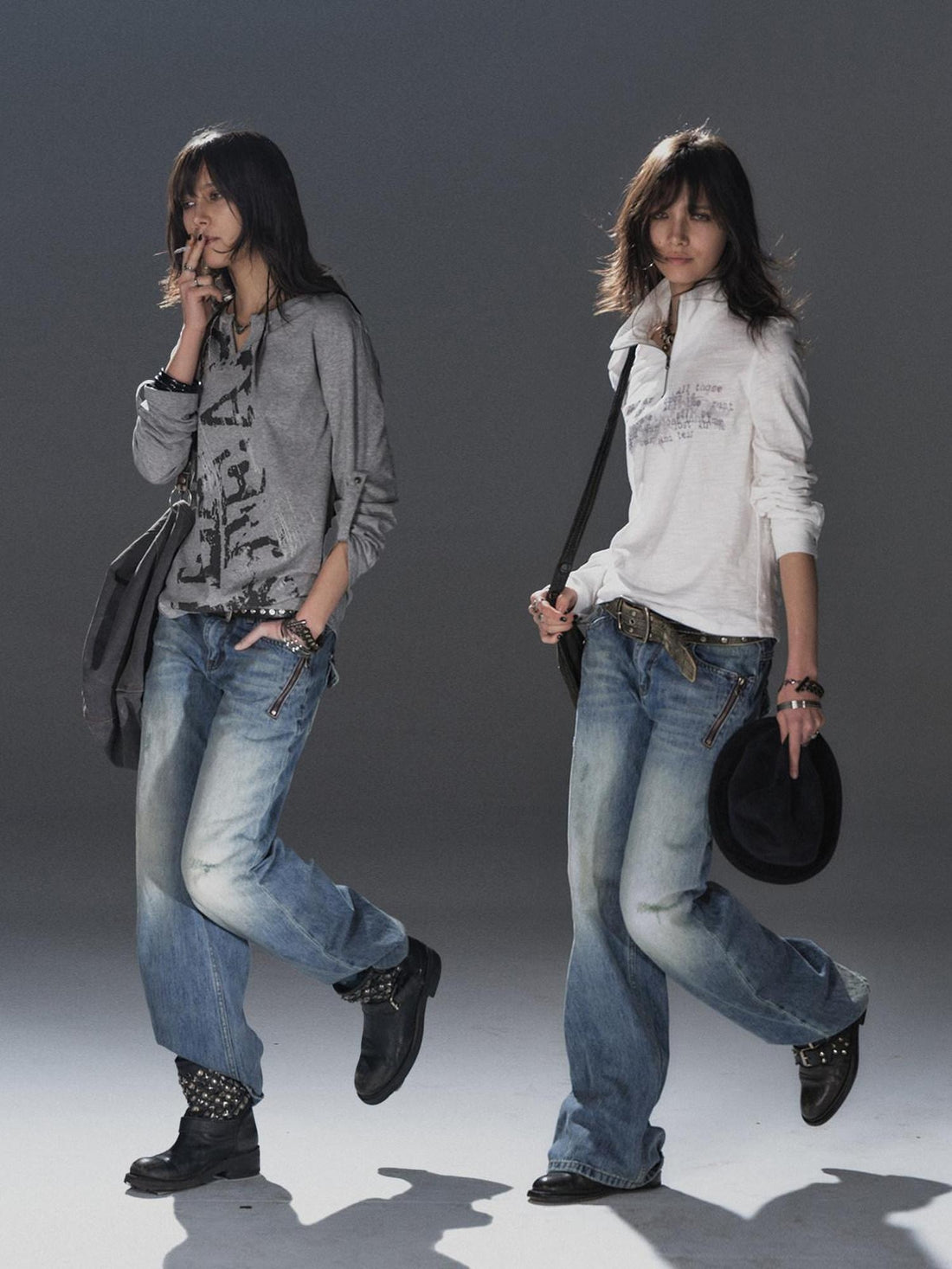 wear And tear Studded Distressed Low Rise Straight Leg Light Blue Denim Womens Jeans