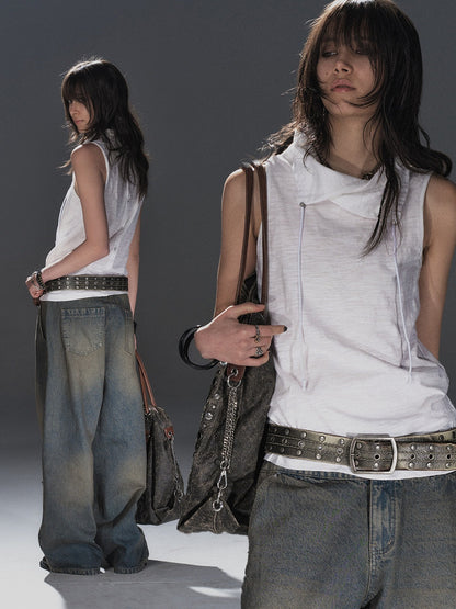 wear_And_tear_Textured_Adjustable_Drawstring_Neck_Back_Button_H_Shape_Women&