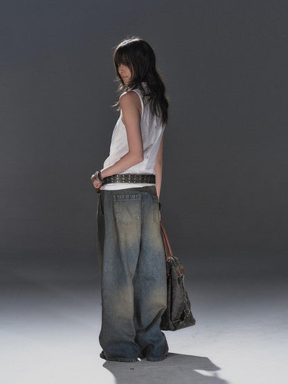 wear And tear Textured Adjustable Drawstring Neck Back Button H Shape Women&