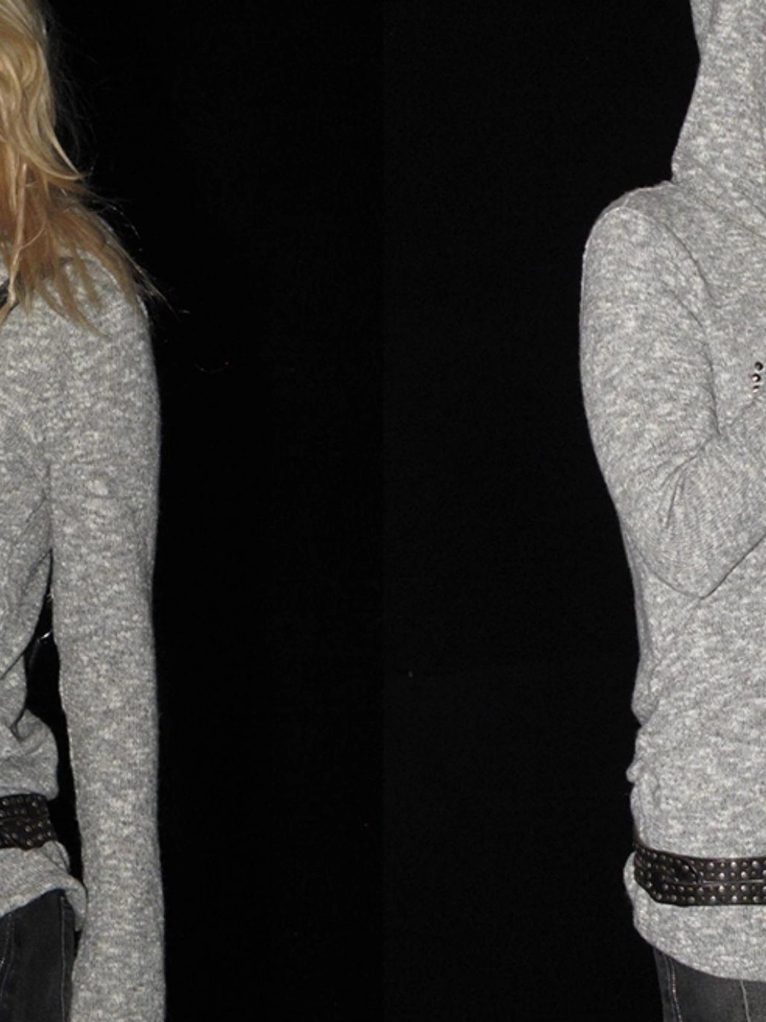 wear And tear Textured Metal Embellished Hooded Knit Sweater