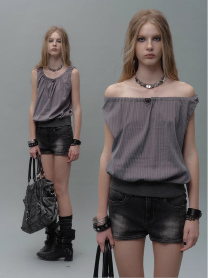 wear_And_tear_Two_Way_Drawstring_Ribbed_Hem_Stripe_V-neck_T-shirt_Long_Sleeve_MISSTT