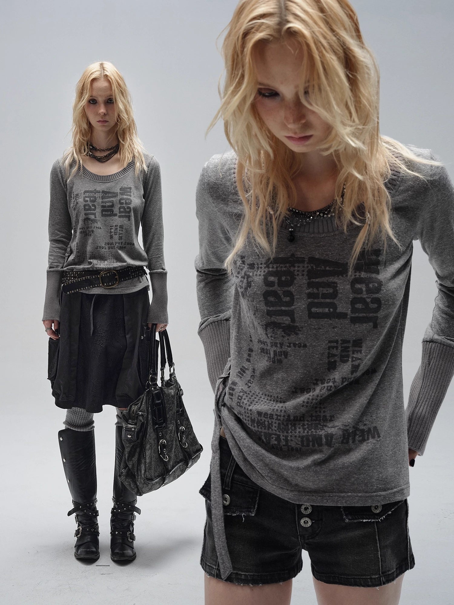 wear_And_tear_V-neck_Punk_Print_Sweatshirt_With_Drawstring_Hem_MISSTT