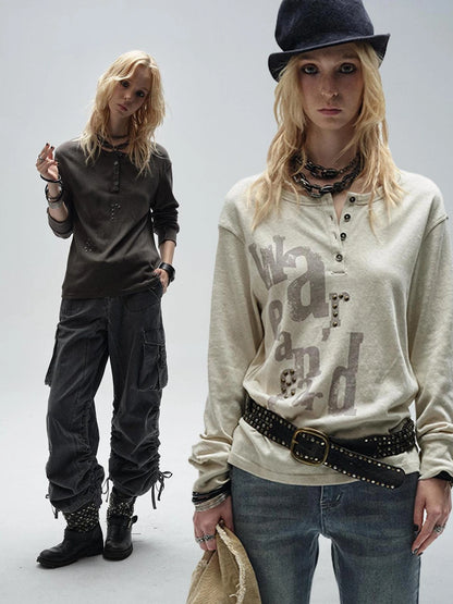 wear And tear Vintage Print Drop Shoulder Tee