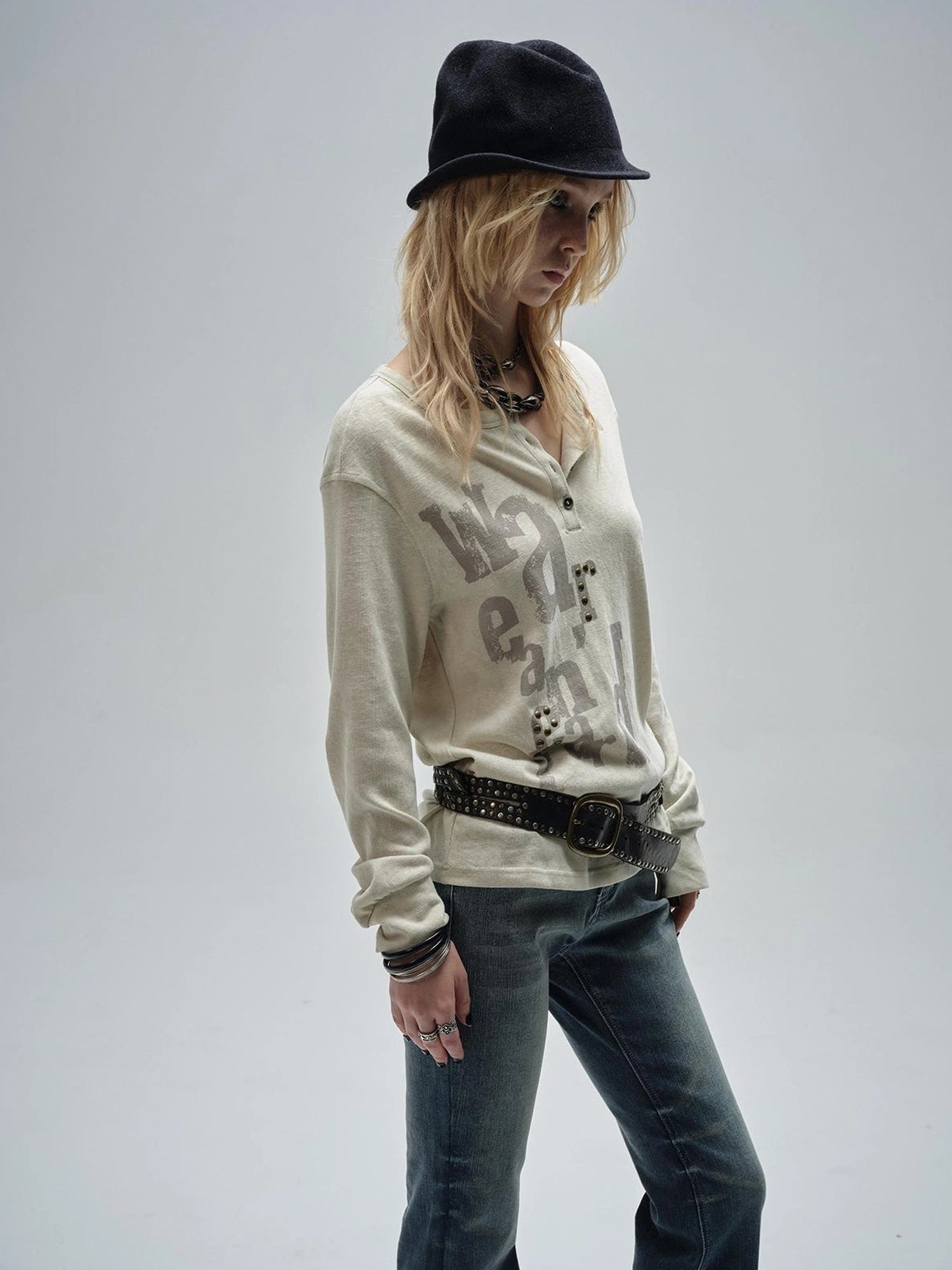 wear And tear Vintage Print Drop Shoulder Tee