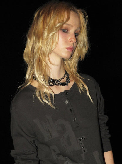 wear And tear Vintage Print Drop Shoulder Tee