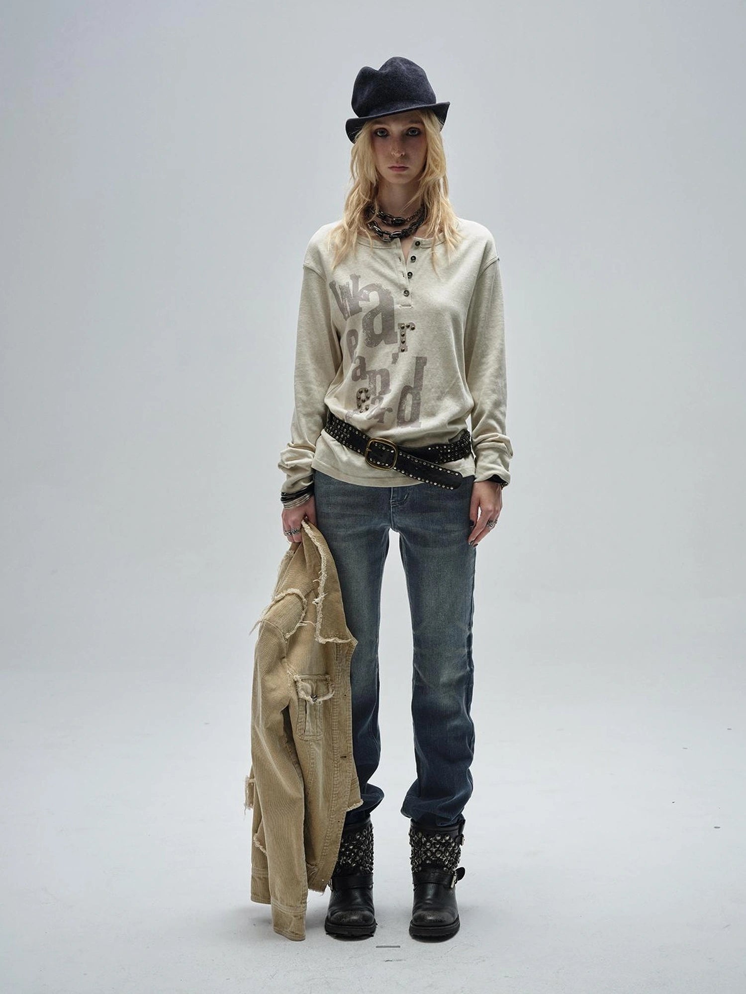 wear And tear Vintage Print Drop Shoulder Tee