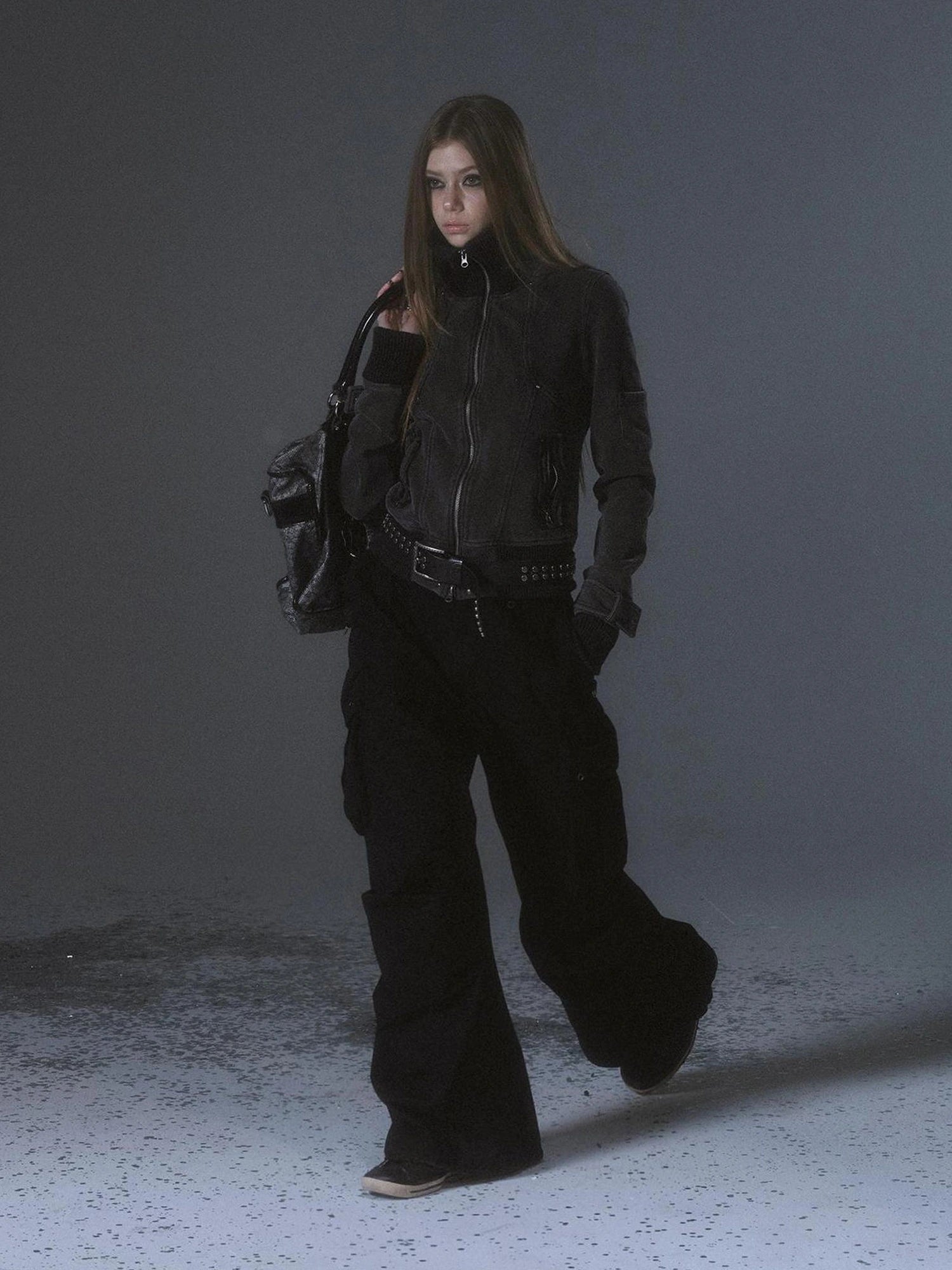 wear And tear Vintage Wash Zip Up Cropped Hoodie