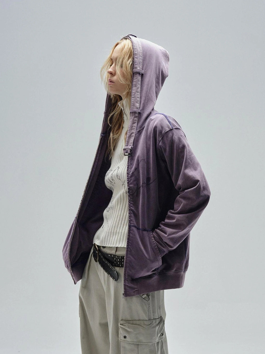 wear And tear Vintage Washed Hoodie With Spider Print