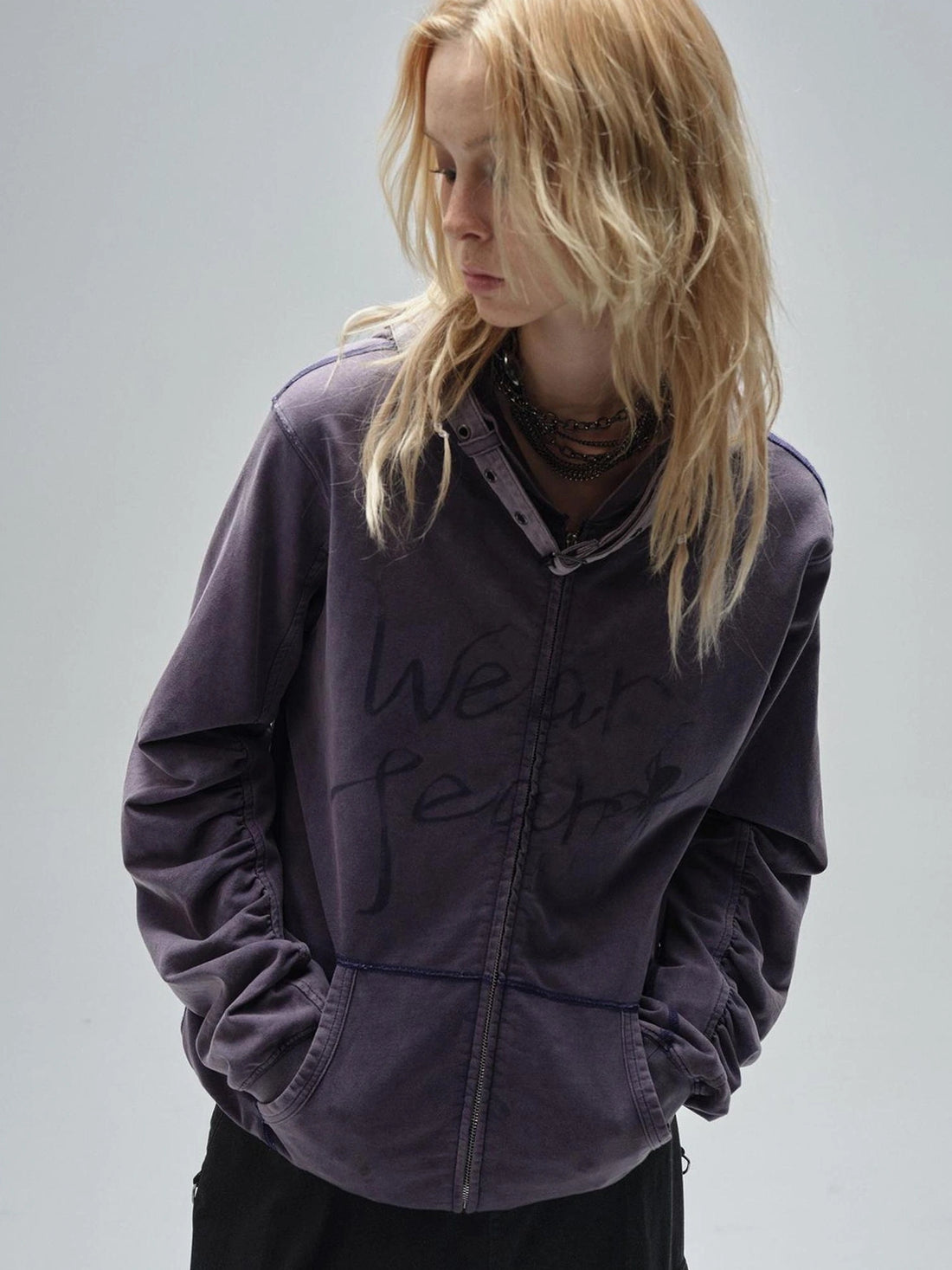 wear And tear Vintage Washed Hoodie With Spider Print