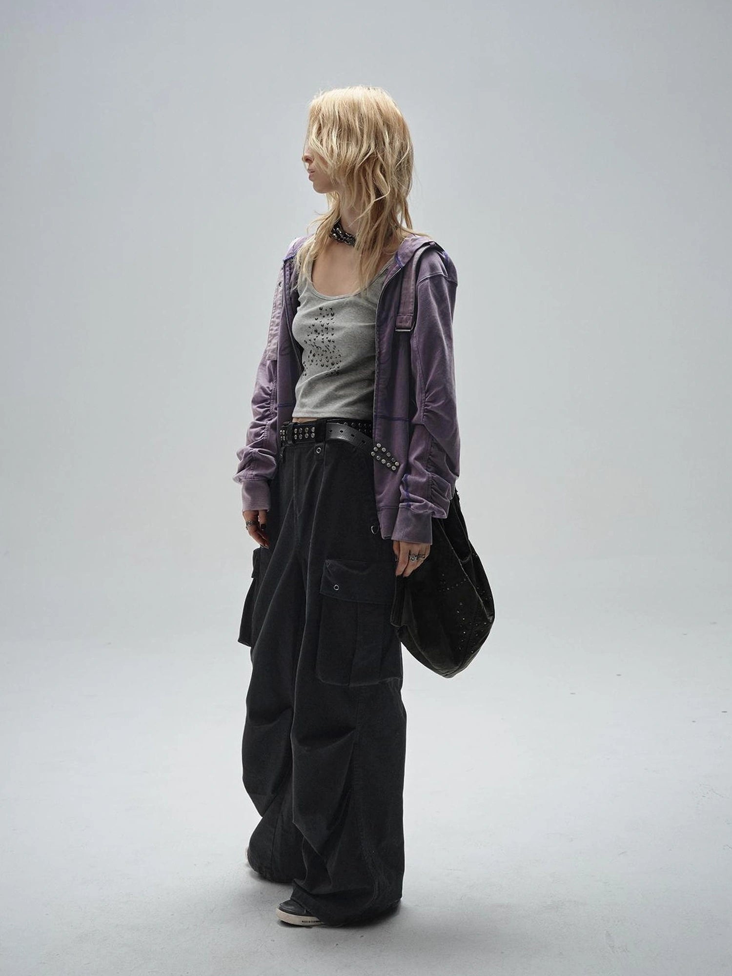 wear And tear Vintage Washed Hoodie With Spider Print