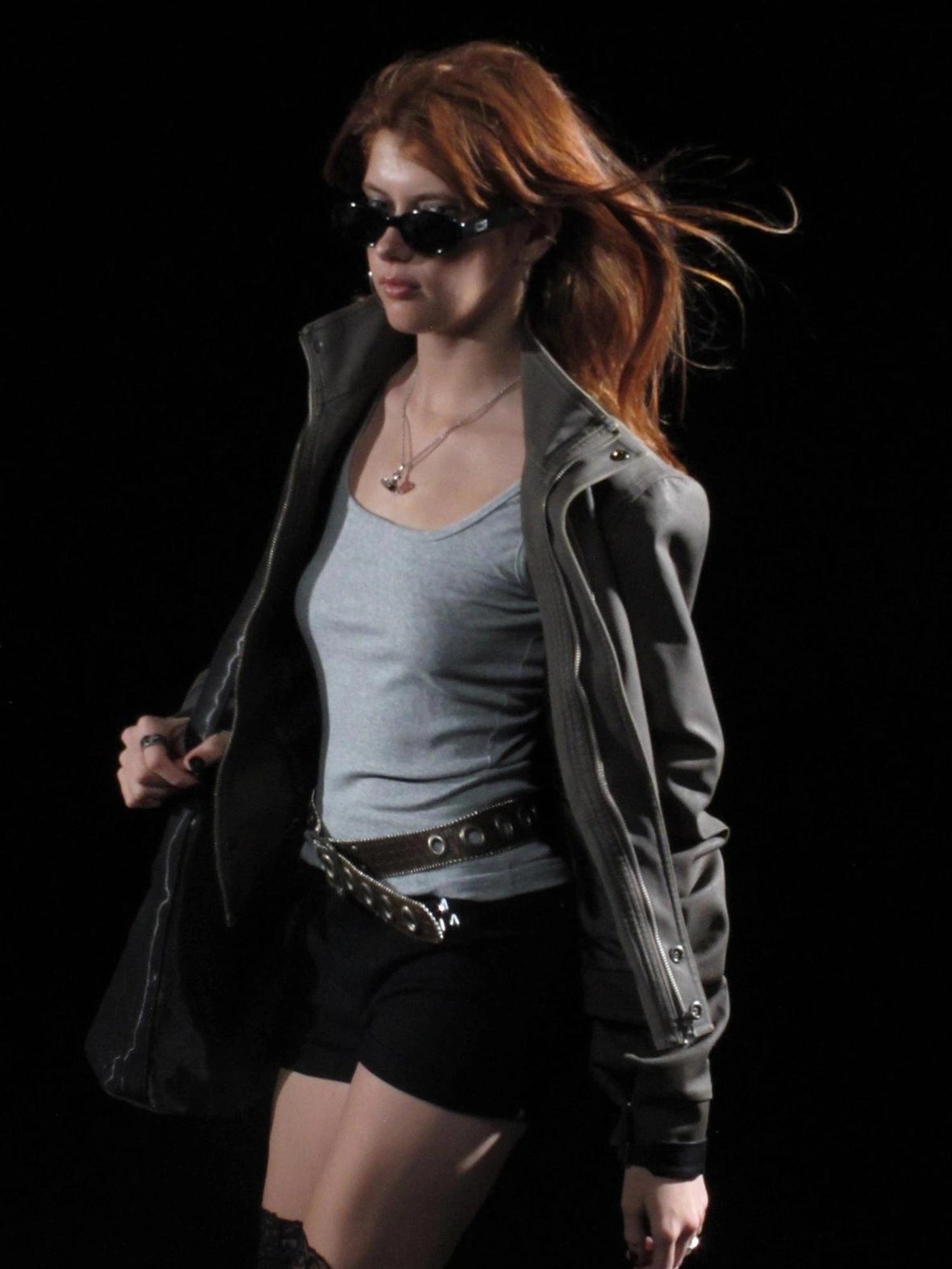 Vintage Washed Punk Rider Jacket With Metal Details