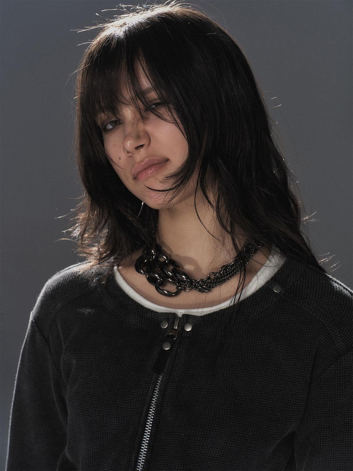 wear And tear Waffle Knit Studded Distressed Punk Loose Women&