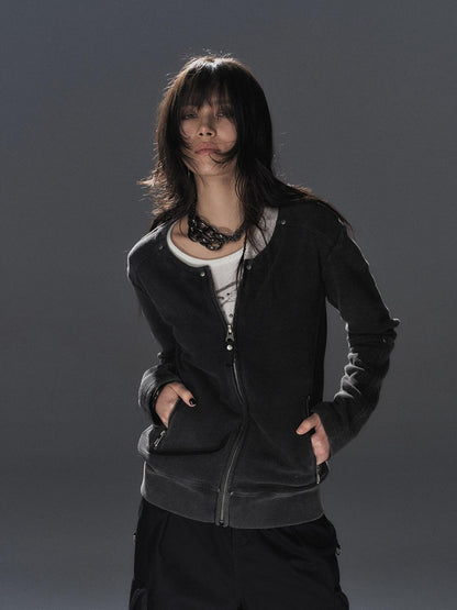 wear And tear Waffle Knit Studded Distressed Punk Loose Women&