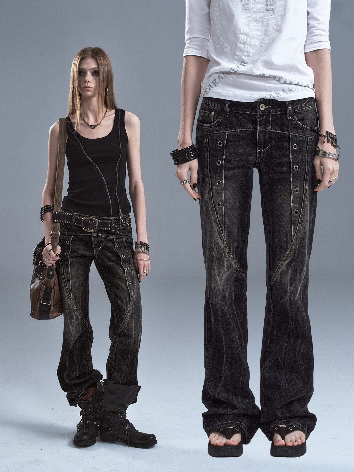 wear_And_tear_Washed_Black_Lightning_Low_Rise_Grommet_Rivet_Women&
