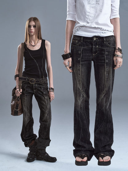 wear_And_tear_Washed_Black_Lightning_Low_Rise_Grommet_Rivet_Women&