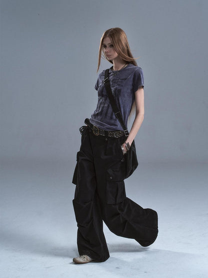 wear And tear Washed Purple Distressed Print Frayed Hem Women&