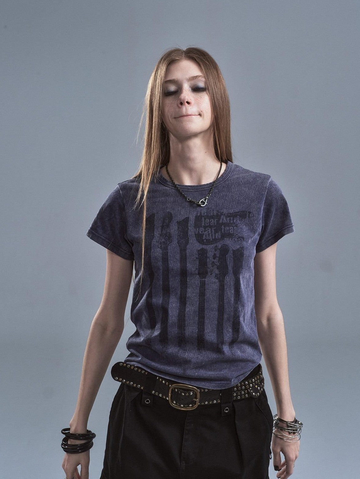 wear And tear Washed Purple Distressed Print Frayed Hem Women&