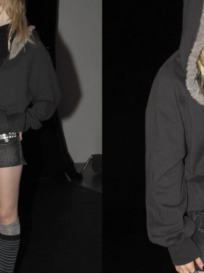 wear And tear Wear And Tear Fleece Hoodie With Snap Front And Studs