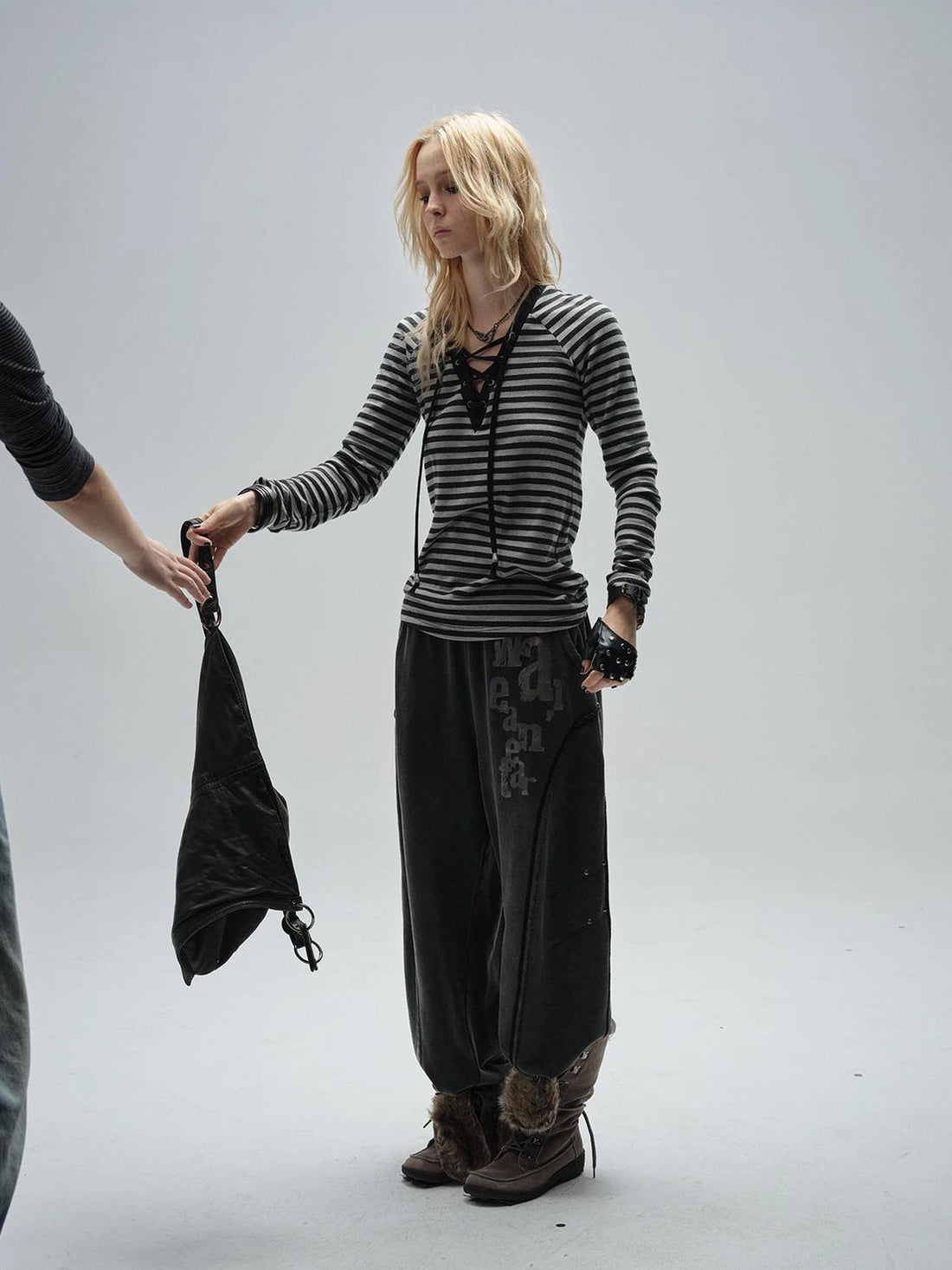 Wear And Tear Frayed Print Relaxed Washed Punk Cargo Pants