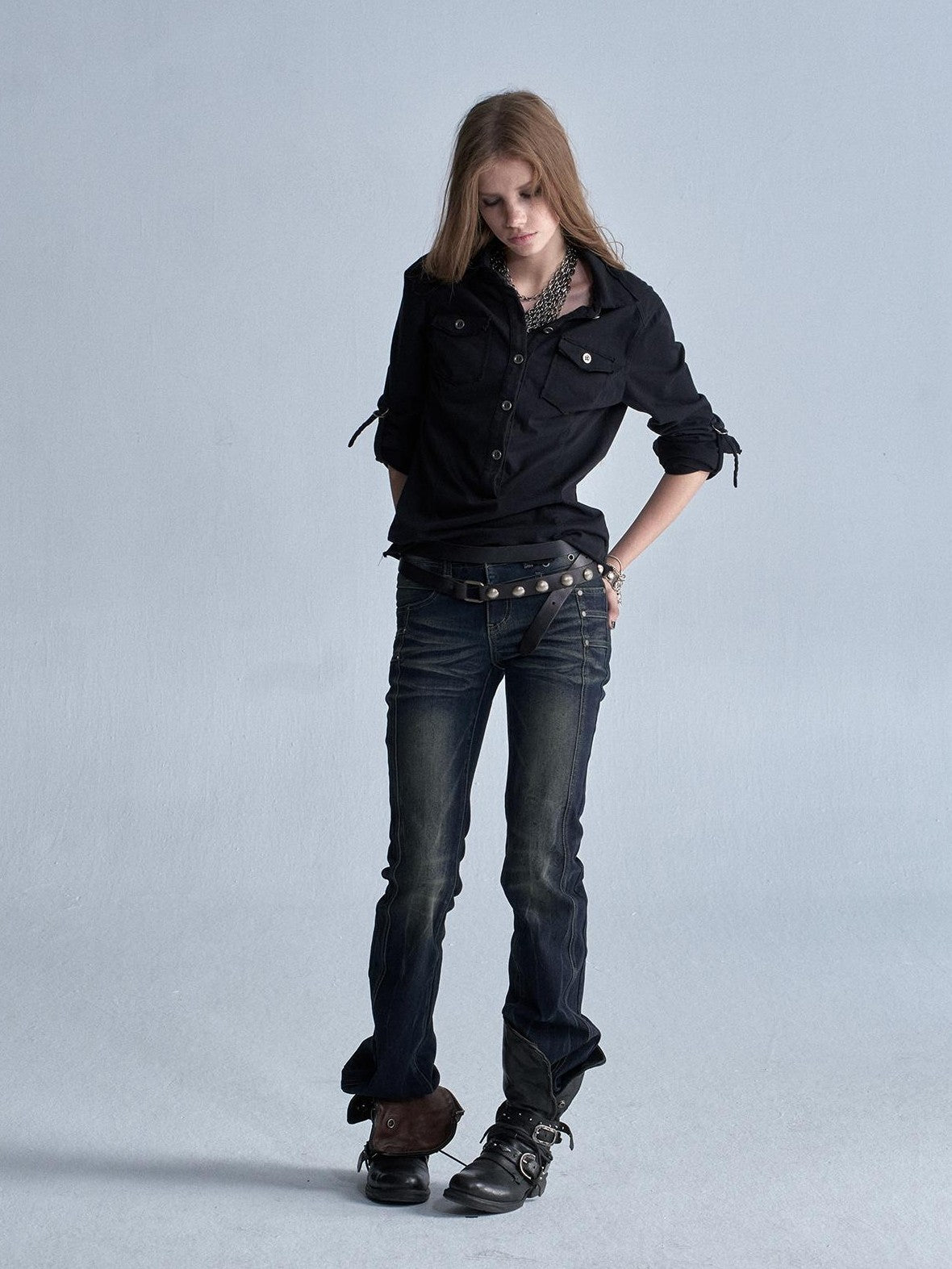 Whisker Lightning Panel Studded Distressed Women&