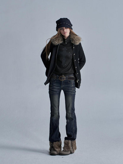 Whisker Lightning Panel Studded Distressed Women&