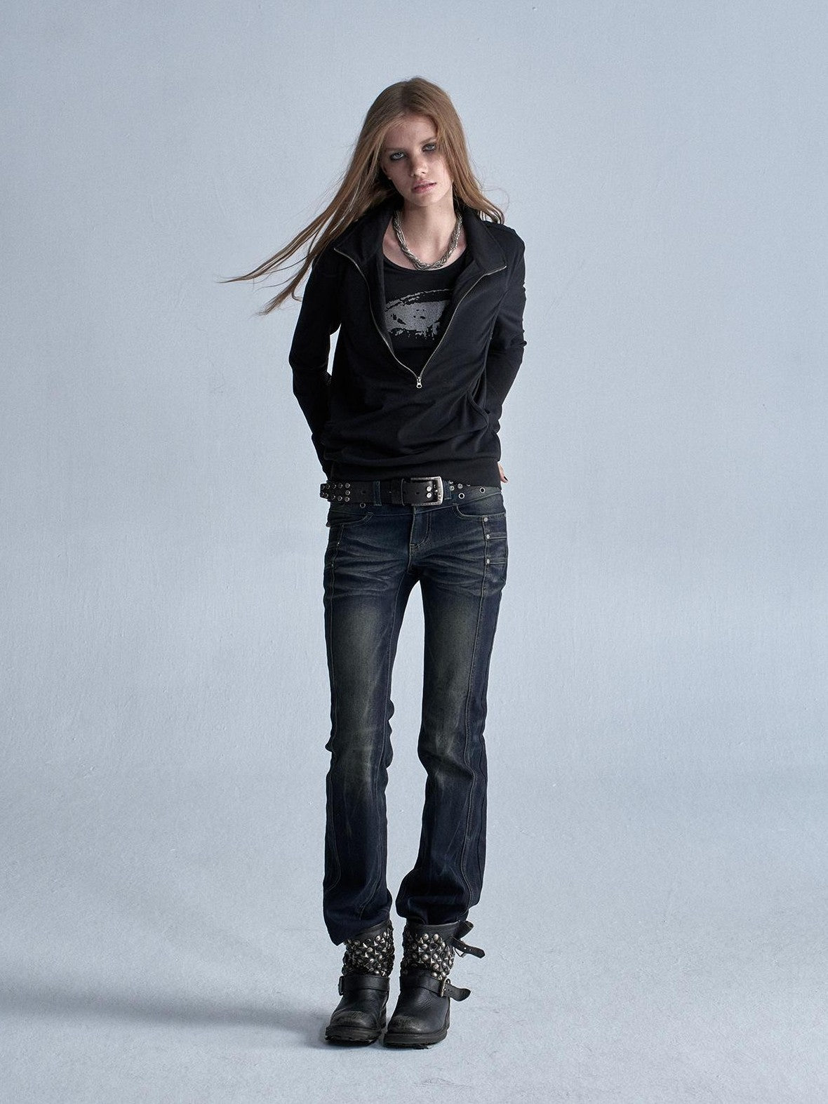 Whisker Lightning Panel Studded Distressed Women&