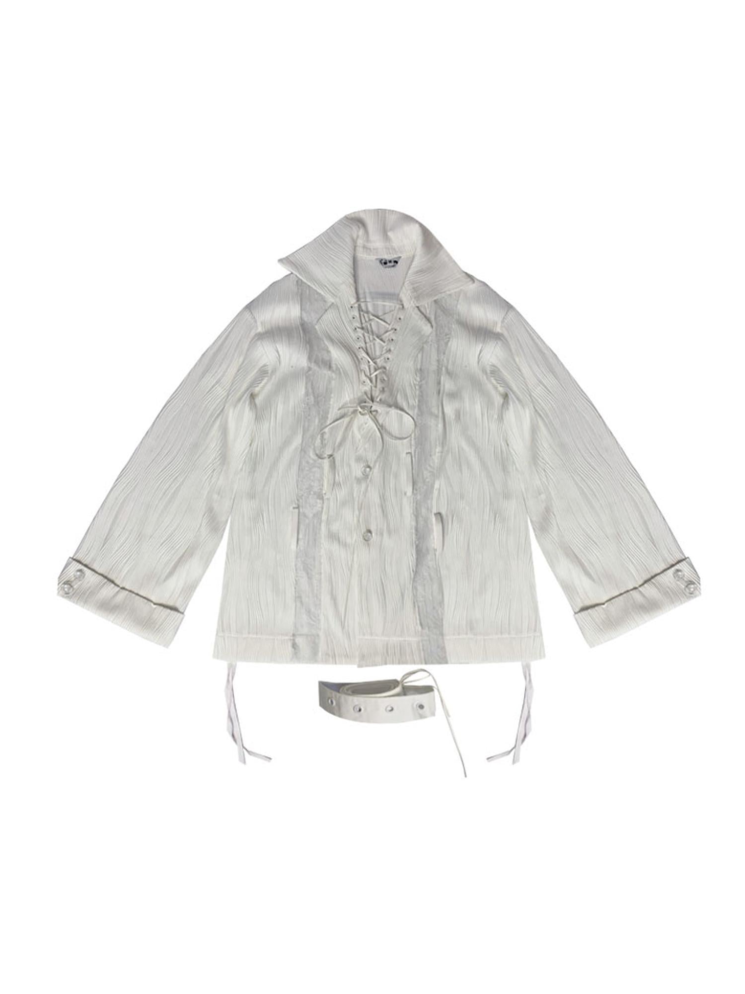 WSW WUSHENWU Rose Gun Hand Textured Lace Shirt Feminine Edgy