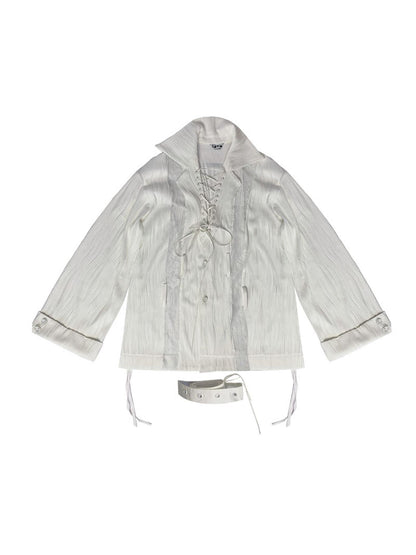 WSW WUSHENWU Rose Gun Hand Textured Lace Shirt Feminine Edgy