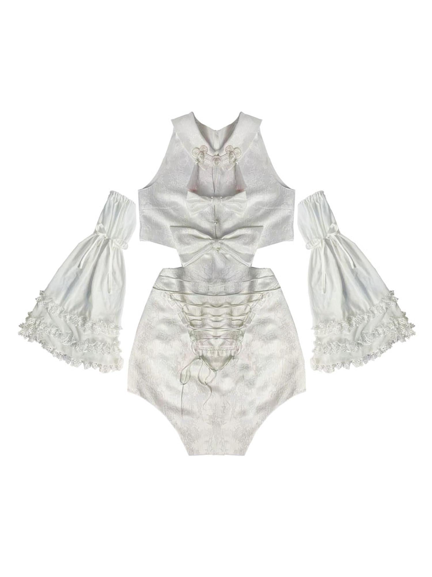 WSW WUSHENWU Ethereal White Detachable Cheongsam