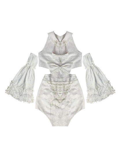 WSW WUSHENWU Ethereal White Detachable Cheongsam