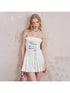DIDDI MODA Embroidered Fringe Striped Bustier Dress With Ruffled Waist