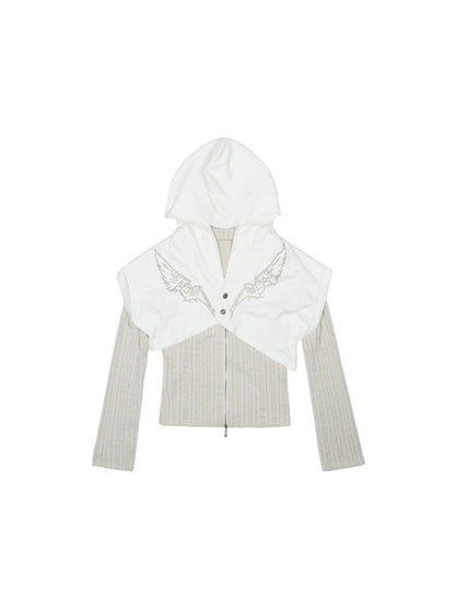Ariadna Winged Diamond Punk Hooded Streetwear Jacket
